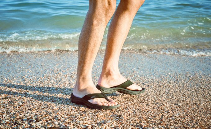 Men's Kona Leather Flip-Flop  |  Martini Olive/Forest Night