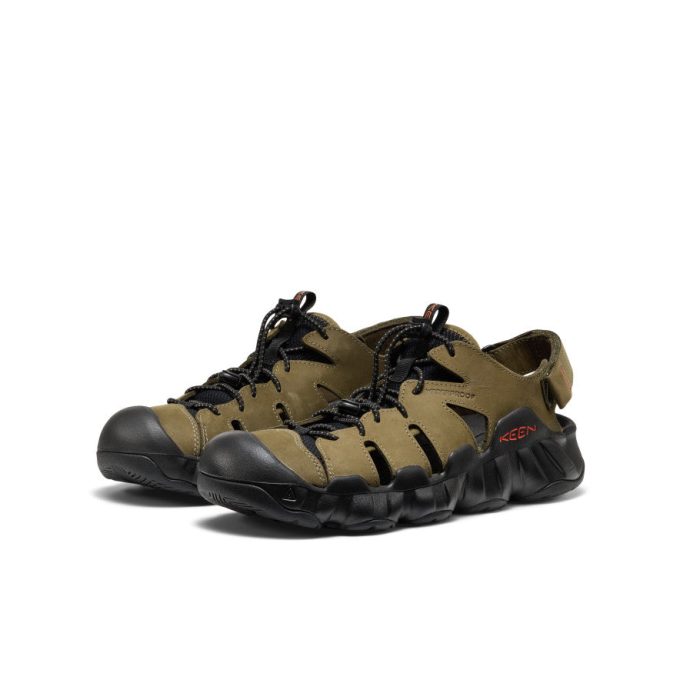 Men's Hyperport Fisherman Leather Sandal  |  Dark Olive/Black