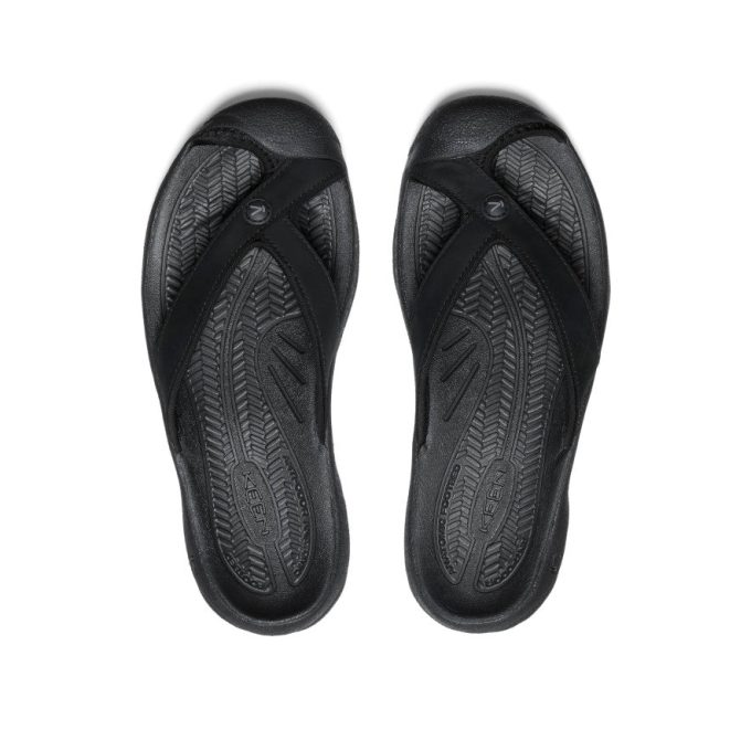 Women's Waimea Leather Flip-Flop  |  Black/Black