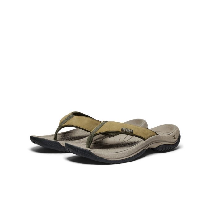 Men's Kona Leather Flip-Flop  |  Martini Olive/Forest Night