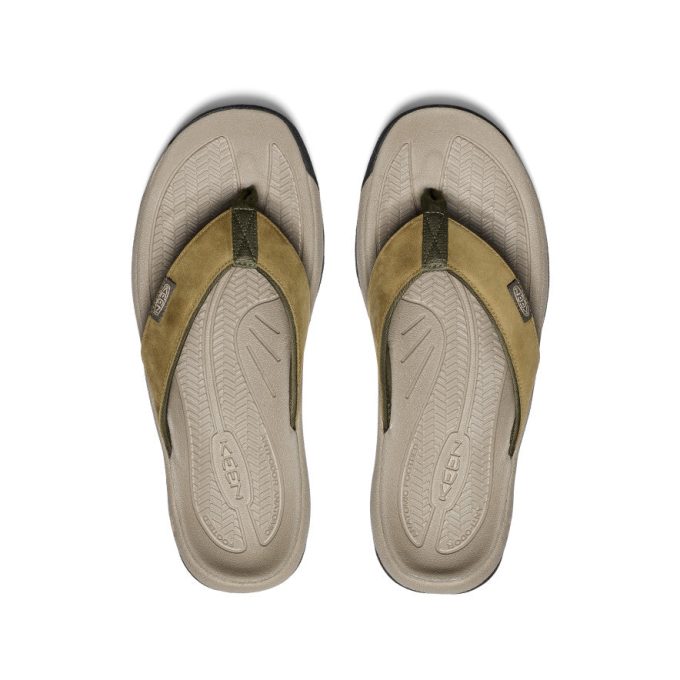 Men's Kona Leather Flip-Flop  |  Martini Olive/Forest Night