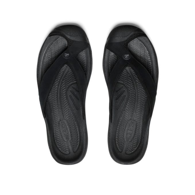 Men's Waimea Leather Flip-Flop  |  Black/Black